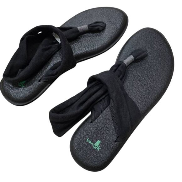 Sanuk Yoga Sling 2 Flip Flop Sandals Women's 9 Black Slip On Flat Heel Casual - Picture 3 of 5